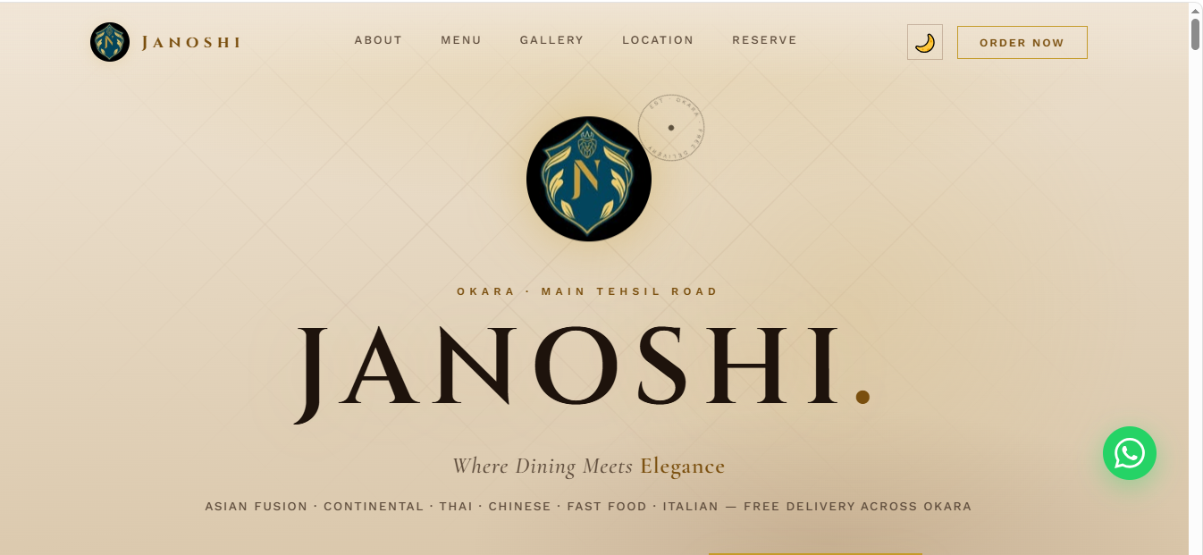Cafe Janoshi website project preview
