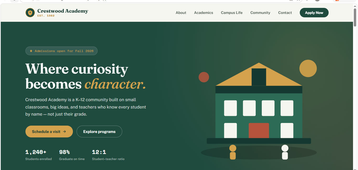 Crestwood Academy website project preview