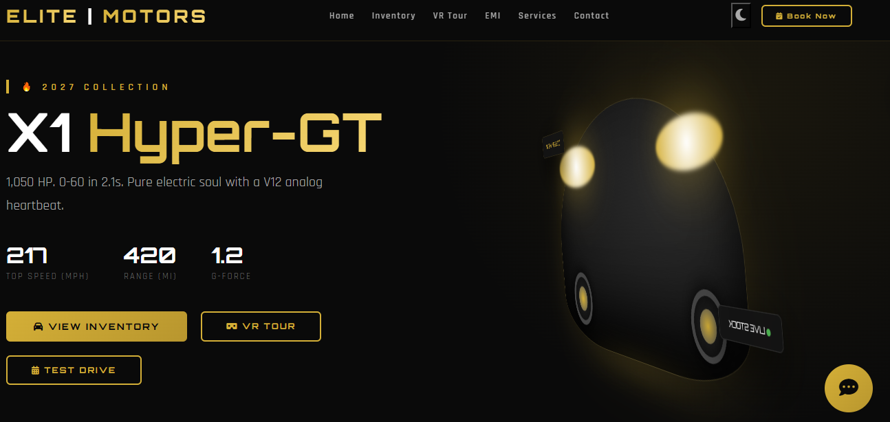 Elite Motors website project preview